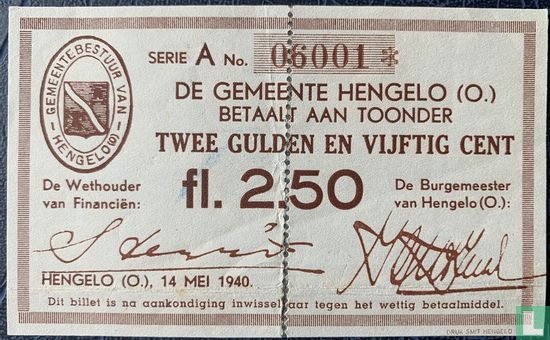 Argent d'urgence 2,5 Gulden Hengelo (validé) PL565.2.b - Image 1