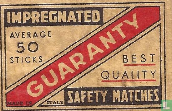 Impregnated Guaranty Safety Matches