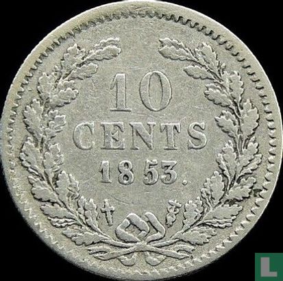 Nederland 10 cents 1853 - Afbeelding 1