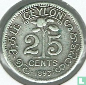 Ceylon 25 cents 1893 - Afbeelding 1