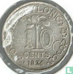 Ceylon 10 cents 1924 - Afbeelding 1