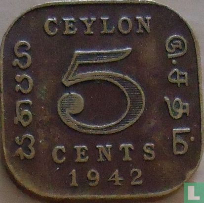 Ceylon 5 cents 1942 - Afbeelding 1