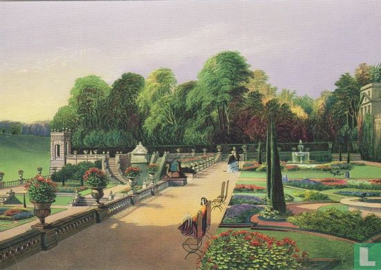 The upper and Lower Terrace Gardens at Bowood, from Gardens of England, (1857) - Afbeelding 1