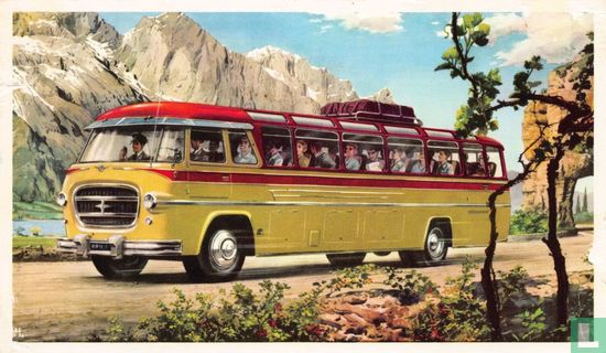 Gele autobus met rood dak - Image 1