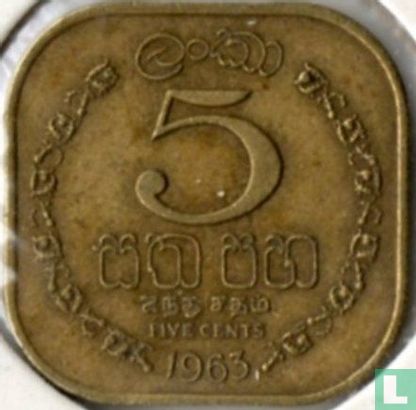 Ceylon 5 cents 1963 - Afbeelding 1