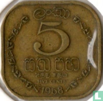 Ceylan 5 cents 1968 - Image 1