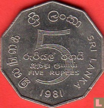 Sri Lanka 5 rupees 1981 "50 years of Right to election - Universal adult franchise" - Afbeelding 1