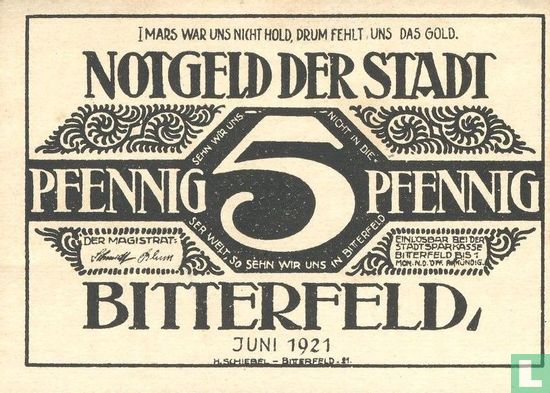 Bitterfeld, Stadt 5 Pfennig (1) 1921 - Image 1