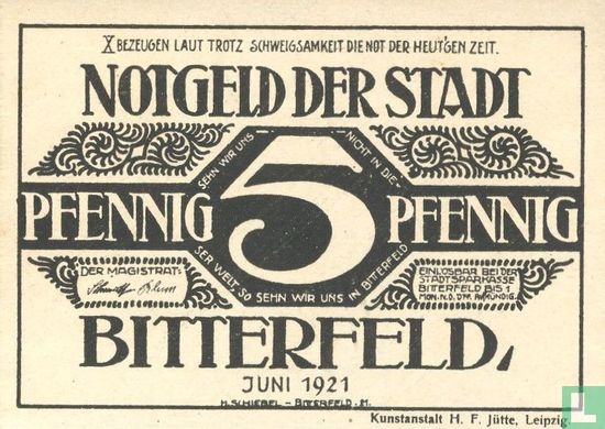 Bitterfeld, Stadt 5 Pfennig (10) 1921 - Bild 1