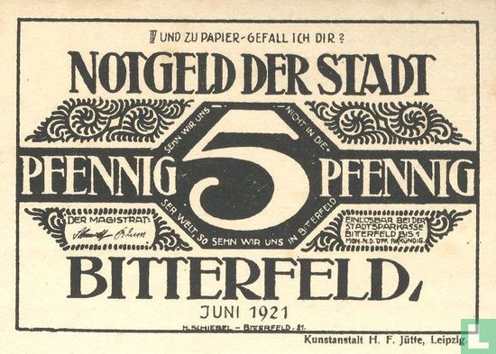 Bitterfeld, Stadt 5 Pfennig (6) 1921 - Image 1