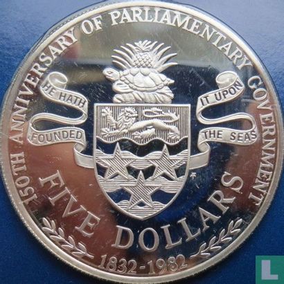 Kaaimaneilanden 5 dollars 1982 (PROOF) "150th anniversary of Parliamentary Government" - Afbeelding 1