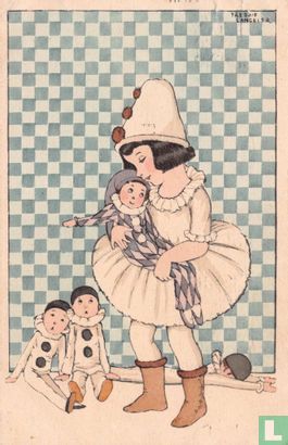 Pierrot meisje met vier poppen - Image 1