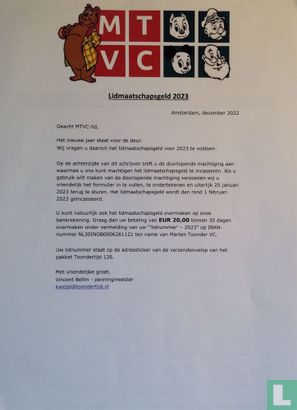   MTVC - Lidmaatschapsgeld 2023 - Image 1