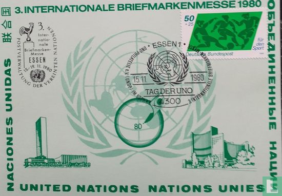 UN-Tag während des dritten Praktikanten. Briefmarkenmesse Essen