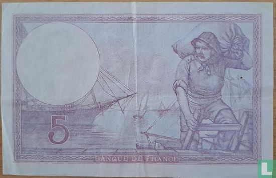 Frankrijk 5 francs (achterzijde violet) - Afbeelding 2