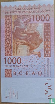 États d'Afrique de l'Ouest 1000 Francs (D-Mali) - Image 2