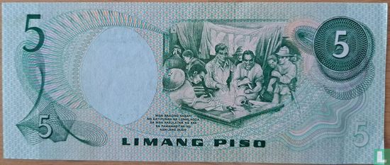 Philippines 5 Piso (Marcos & Laya Red serial #) - Image 2