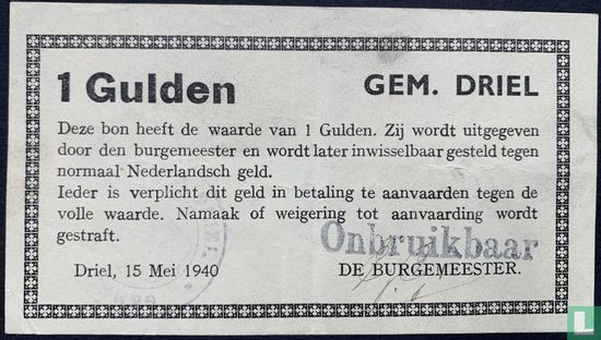 Emergency money 1 Gulden Driel (Devalued) PL345.2 - Image 1