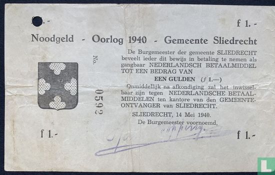 Emergency money 1 Gulden Sliedrecht (devalued) PL875.1.a - Image 1