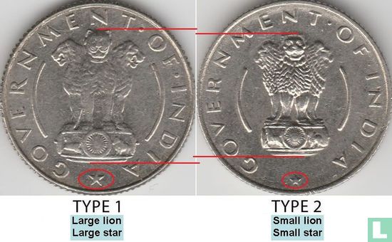 India ¼ rupee 1954 (type 2) - Afbeelding 3