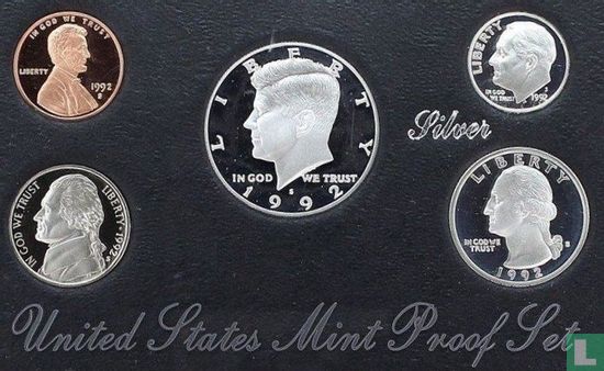 États-Unis coffret 1992 (BE - 5 monnaies - avec monnaies en argent) - Image 2