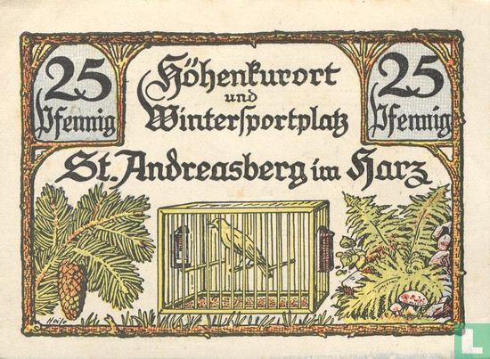St. Andreasberg, Kurverwaltung - 25 Pfennig 1921 - Afbeelding 1