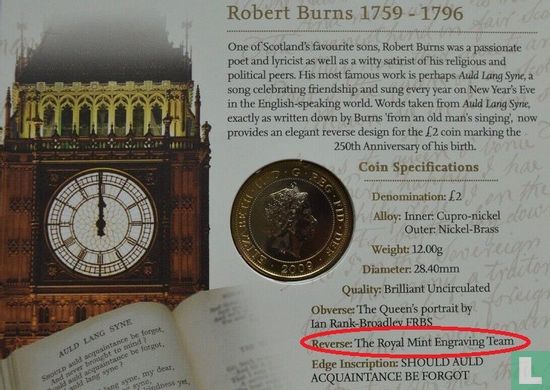 Verenigd Koninkrijk 2 pounds 2009 "250th anniversary Birth of Robert Burns" - Afbeelding 3