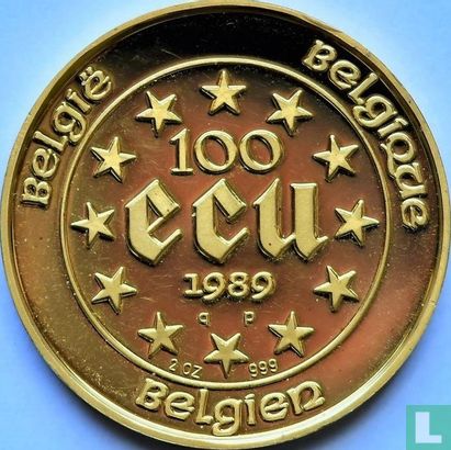 Belgium 100 ecu 1989 (PROOF - Piedfort) "Maria Theresia" - Image 1