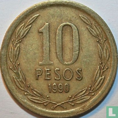 Chili 10 pesos 1990 (type 1) - Afbeelding 1