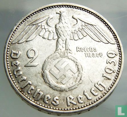Empire allemand 2 reichsmark 1939 (J) - Image 1