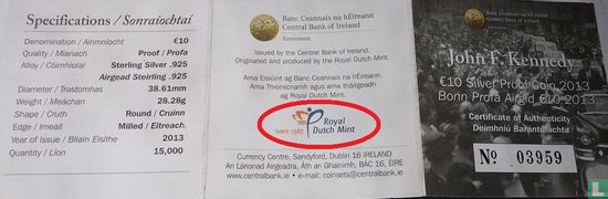 Ierland 10 euro 2013 (PROOF) "50th anniversary of President John F. Kennedy’s visit to Ireland" - Afbeelding 3