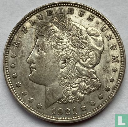 États-Unis 1 dollar 1921 (Morgan dollar - sans lettre - fauté) - Image 1