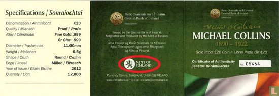 Ierland 20 euro 2012 (PROOF) "90th anniversary Death of Michael Collins" - Afbeelding 3