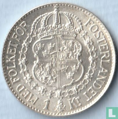 Schweden 1 Krona 1937 (gebrochenes Münzzeichen G) - Bild 2