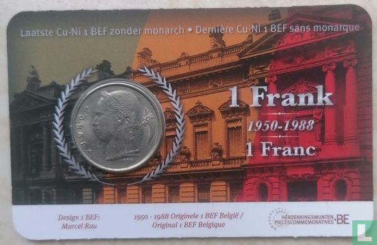 Belgium 1 franc (coincard - NLD) - Image 1