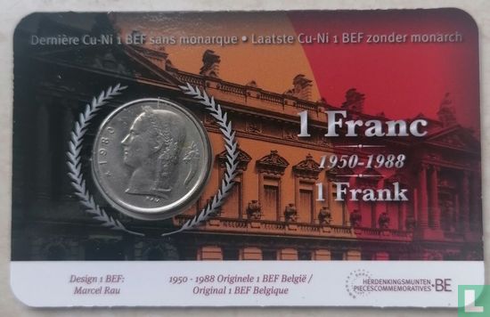 Belgium 1 franc (coincard - FRA) - Image 1