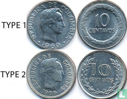 Colombie 10 centavos 1969 (type 2) - Image 3