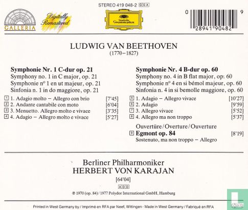 Van Beethoven    Symphonies no. 1 & 4 - Afbeelding 2