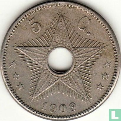 Congo belge 5 centimes 1909 - Image 1