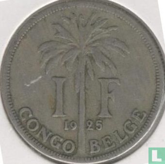 Belgian Congo 1 franc 1925 (FRA) - Image 1