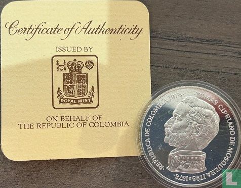 Kolumbien 750 Peso 1978 "100th anniversary Death of Tomas Cipriano de Mosquera" - Bild 3