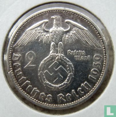Duitse Rijk 2 reichsmark 1939 (F) - Afbeelding 1