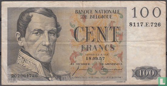 Belgium 100 Francs (Vincent & Ansiaux) - Image 1