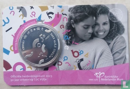 Nederland 5 euro 2023 (coincard - eerste dag van uitgifte) "50 years of COC recognition" - Afbeelding 1