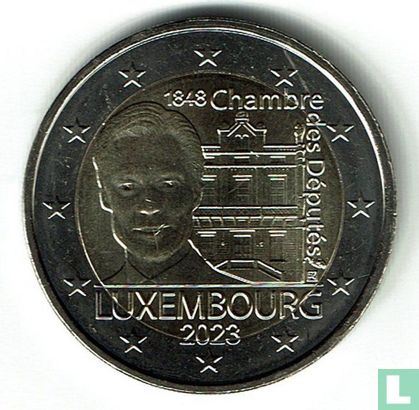 Luxemburg 2 euro 2023 (hoorn des overvloeds) "175th anniversary 1848 Constitution and the Chamber of Deputies" - Afbeelding 1