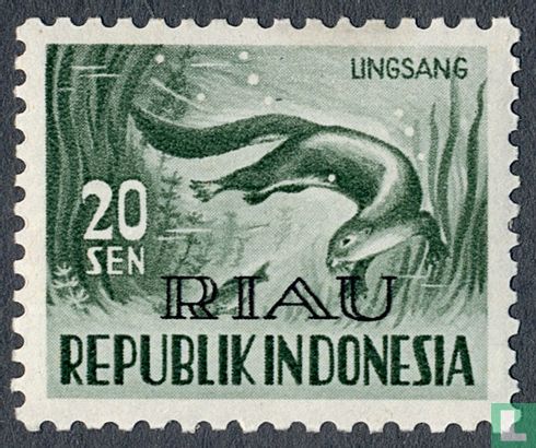 Timbres de l'Indonésie avec surcharge RIAUv