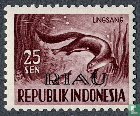 Timbres de l'Indonésie avec surcharge RIAU