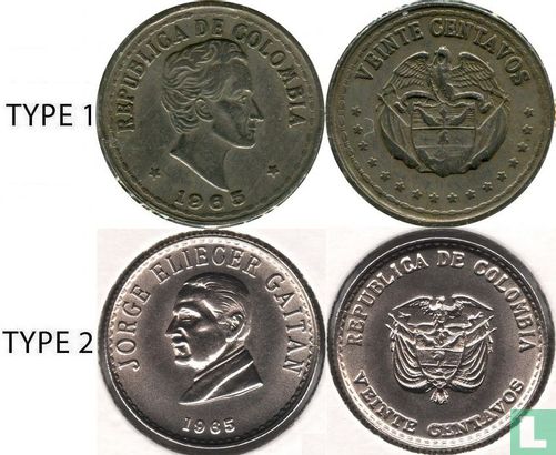 Colombie 20 centavos 1965 (type 1) - Image 3