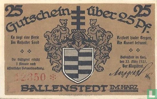 Ballenstedt 25 Pfennig - Image 1