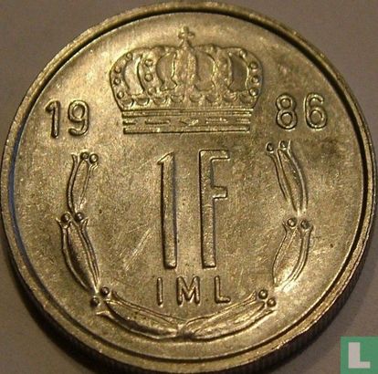 Luxembourg 1 franc 1986 - Image 1